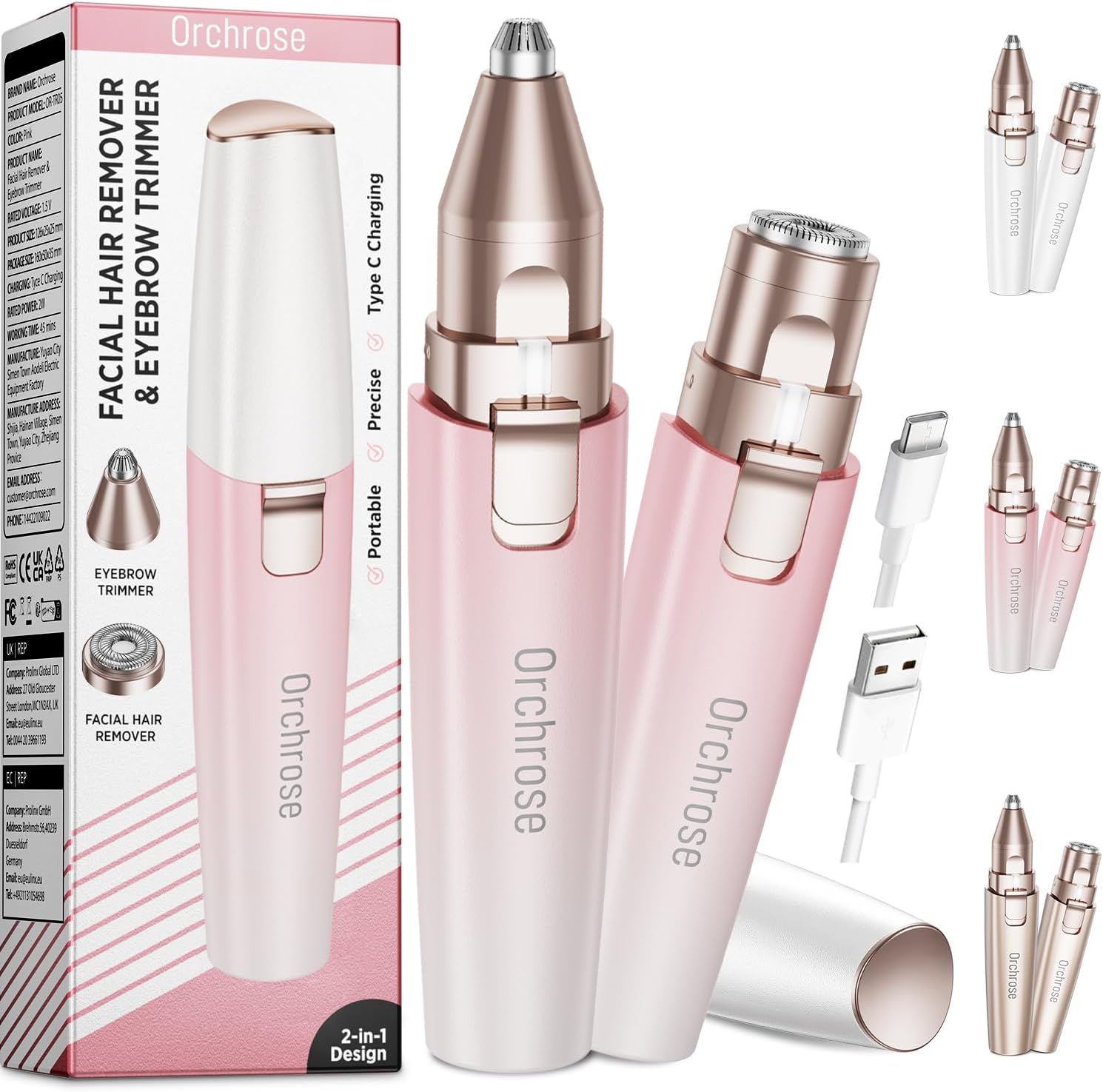 Rechargeable Facial Hair Remover for Women: 2-in-1 Device for Shaping Eyebrows and Removing Face Peach Fuzz (Gradient Pink) Rechargeable Facial Hair Remover for Women: 2-in-1 Device for Shaping Eyebrows and Removing Face Peach Fuzz (Gradient Pink)