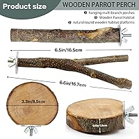 Vista 2 de 8 Piezas de Perchas de Aves Naturales de Madera para Jaula, Soporte y Plataforma de Perca para Loros, Accesorios para Jaula de Pájaros