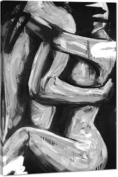 Couple Hugging Canvas Wall Art, Black and White Sexy Print - 24x36 Inch | Stylish black and white couple wall art with a sexy, romantic mood. Ideal for bedroom, or home bar decor.Ready to hand