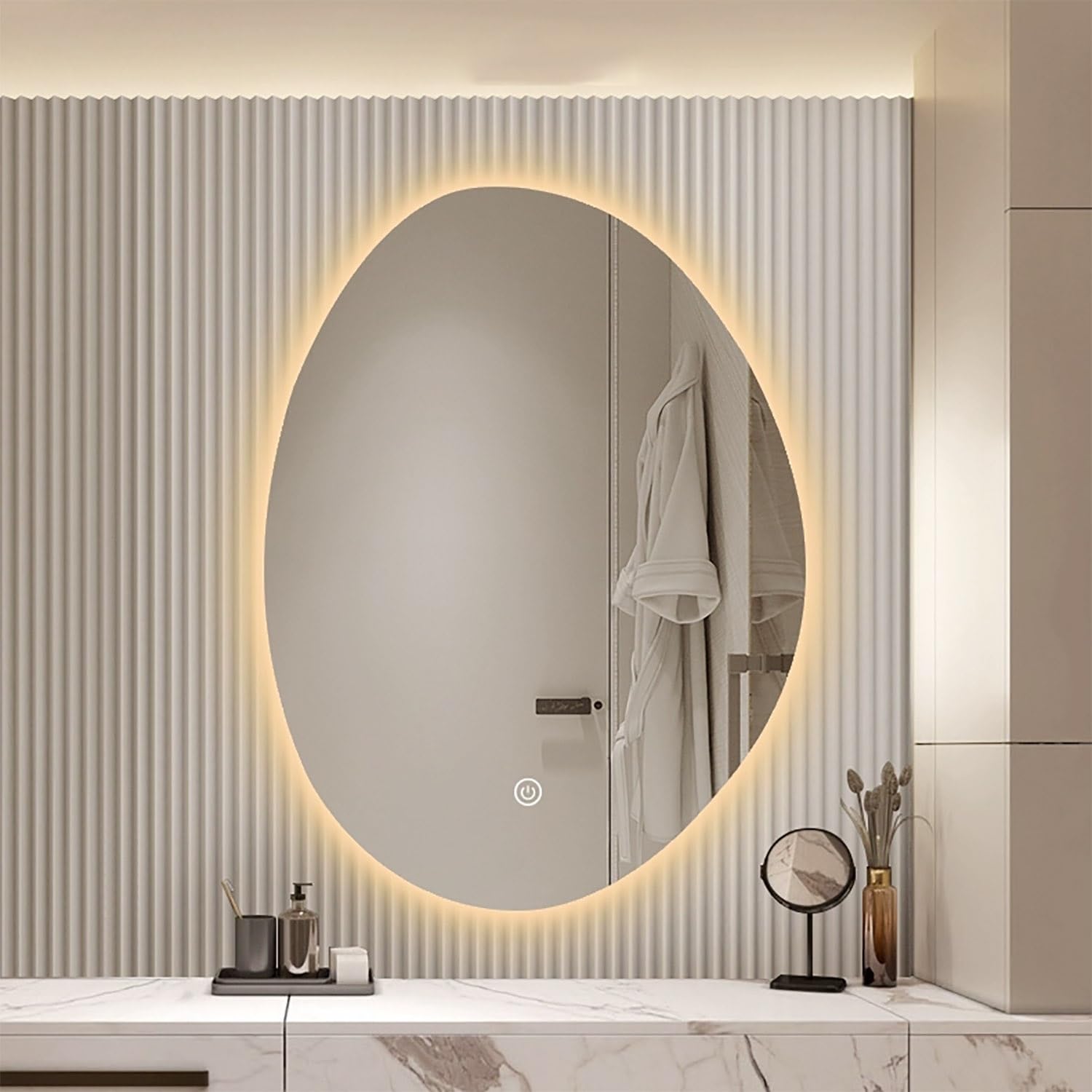 Miroir antibuée intelligent pour salle de bain asymétrique
