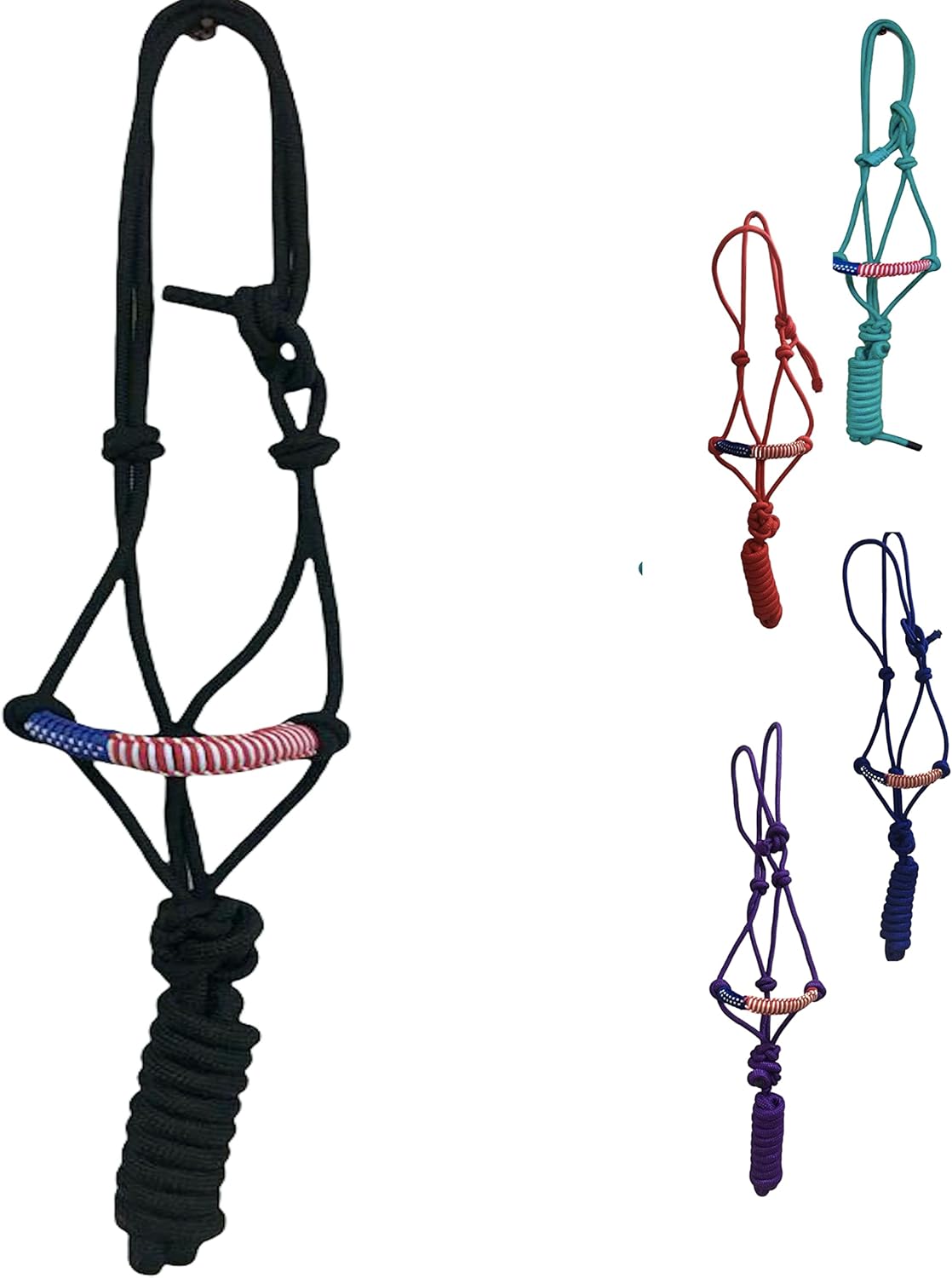 Majestic Ally Poly Braided Patriotic Nose Poly Rope Halter and 10' Matching Lead