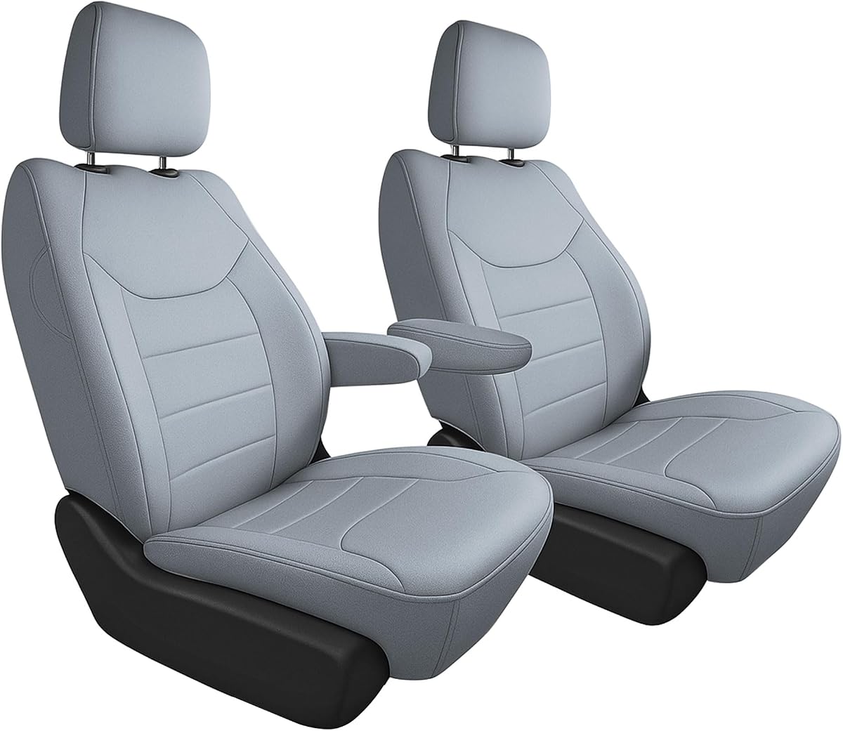 FH Group Custom Fit Car Seat Cover Specifically Made for Chrysler Pacifica 2017-2024 - Front Set (No Built-in DVD with Armrest), Faux Leather, Solid Gray