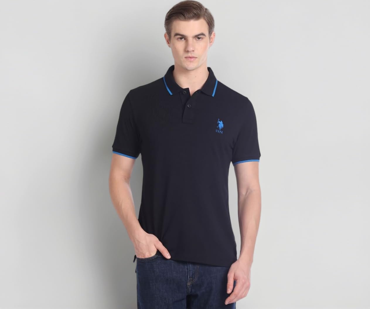 Solid Slim Fit Polo T Shirts for Men - 100% Cotton, Half Sleeves Mens Tshirt