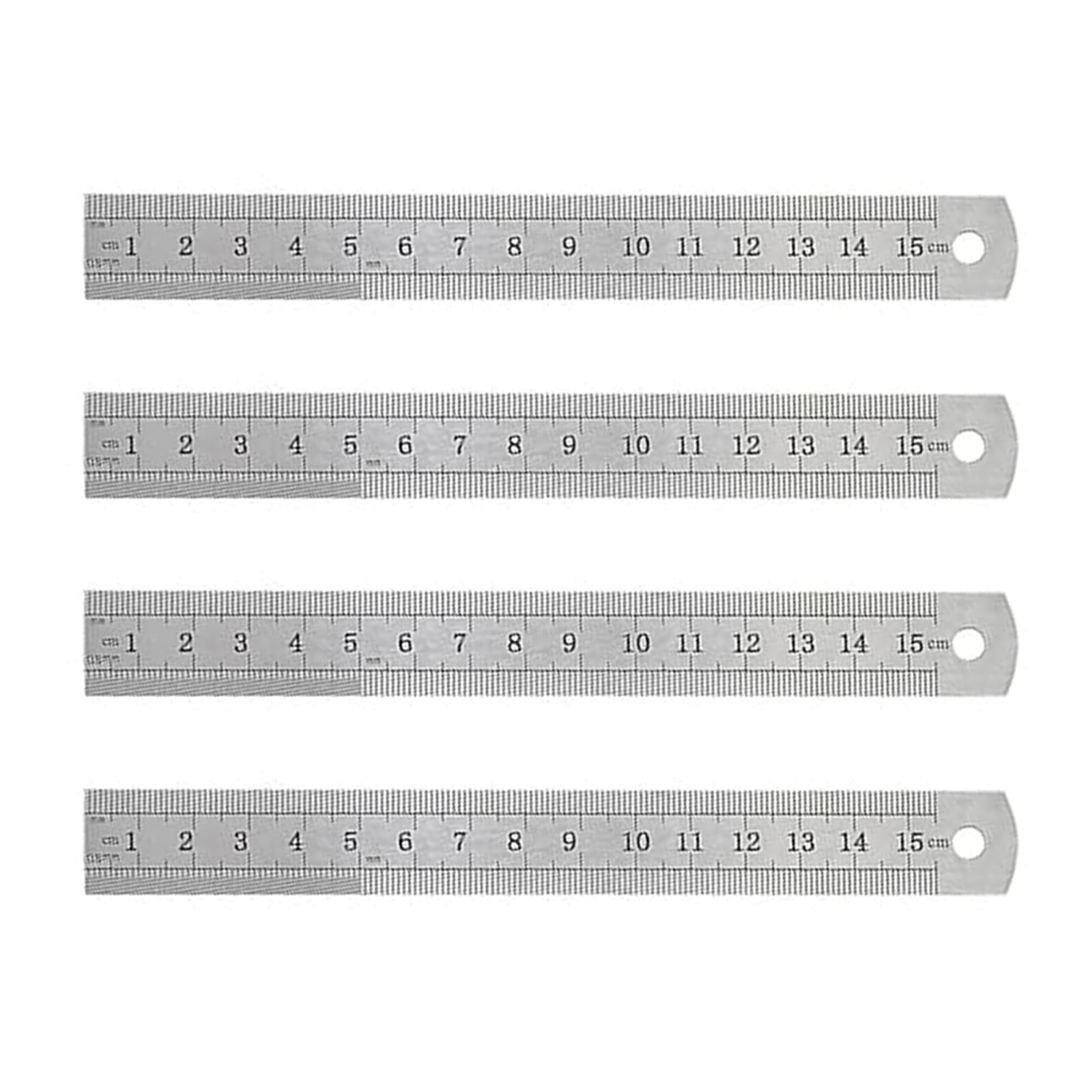4 Pcs Metal Ruler, Stainless Steel Ruler Set, Durable Steel Rule, Metal Rulers 15cm, for Office, School, Durable Straight Edge for Engineers, Architects