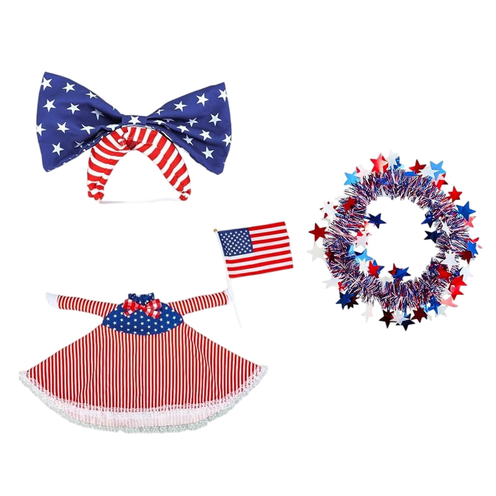 APGLSXY Seasonal Porch Geese Outfit Set Designed with Sturdy Fabric Ribbons Attire for Independence Day Celebration Independence Day Porch Bowknot Costume
