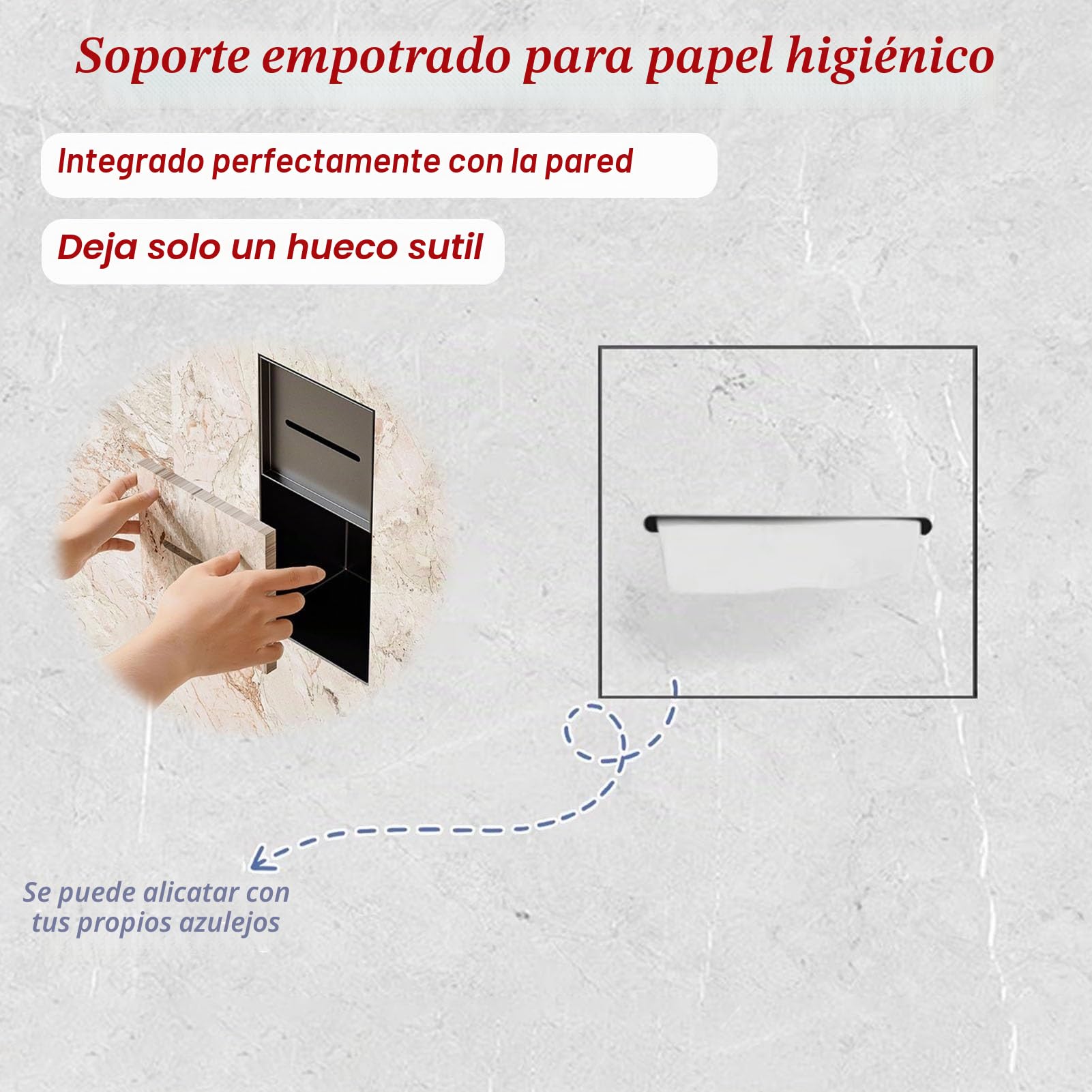 Vibeo Portarrollos Empotrable Pequeño Soporte Empotrado para Papel Higiénico con Cierre Magnético, Nicho de Pared Impermeable para Baño, Armario Empotrado Invisible para Papel