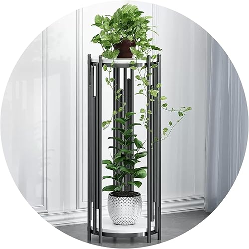 Miniatura 8 de Soporte para macetas para plantas al aire libre, estante de metal de 2 niveles, superficie de mármol, soporte de esquina para plantas de flores,