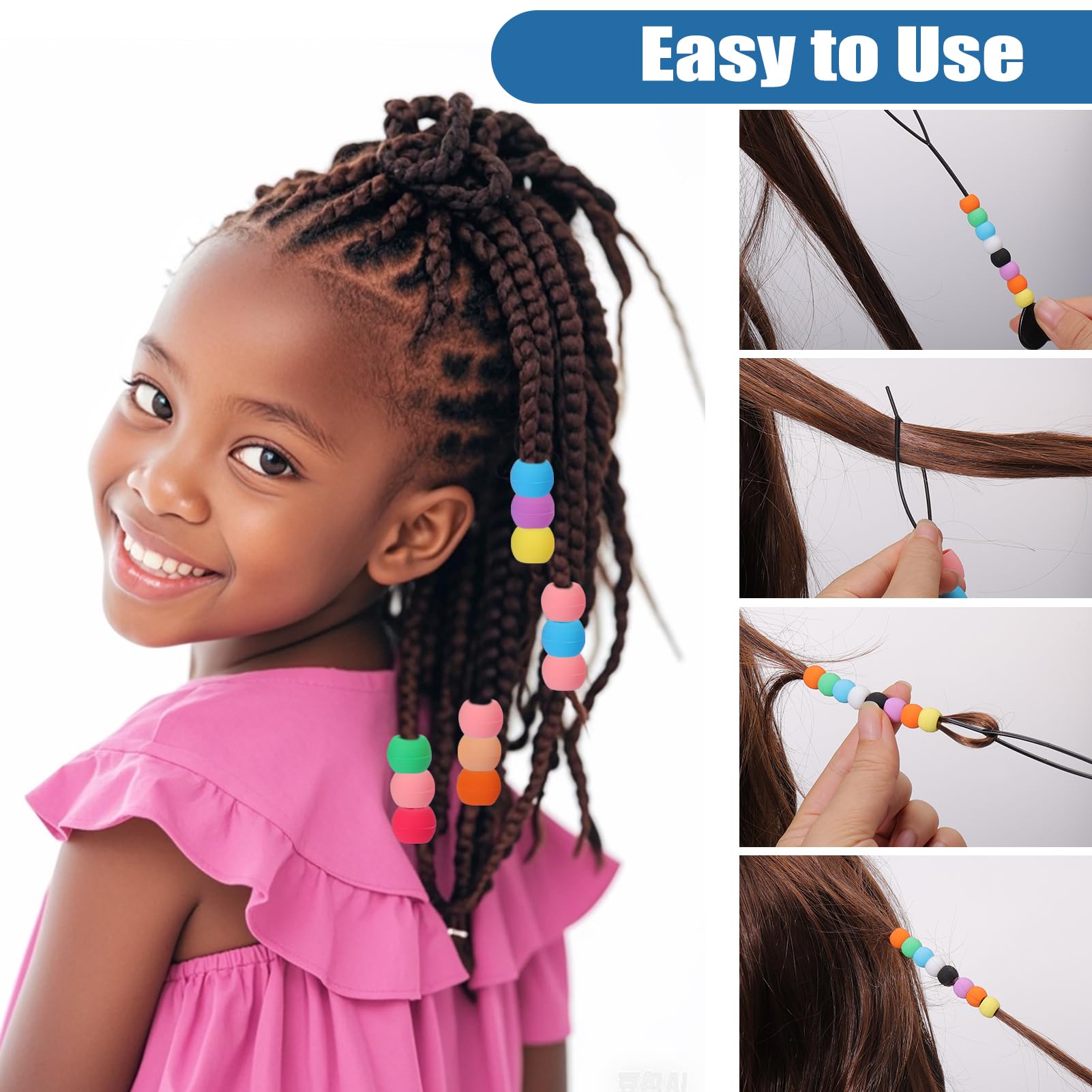JZK 100 x Multicolor ronde mini haar klauw clip kralen voor vlechten, pony en haar vlechten voor kinderen, meisjes en vrouwen