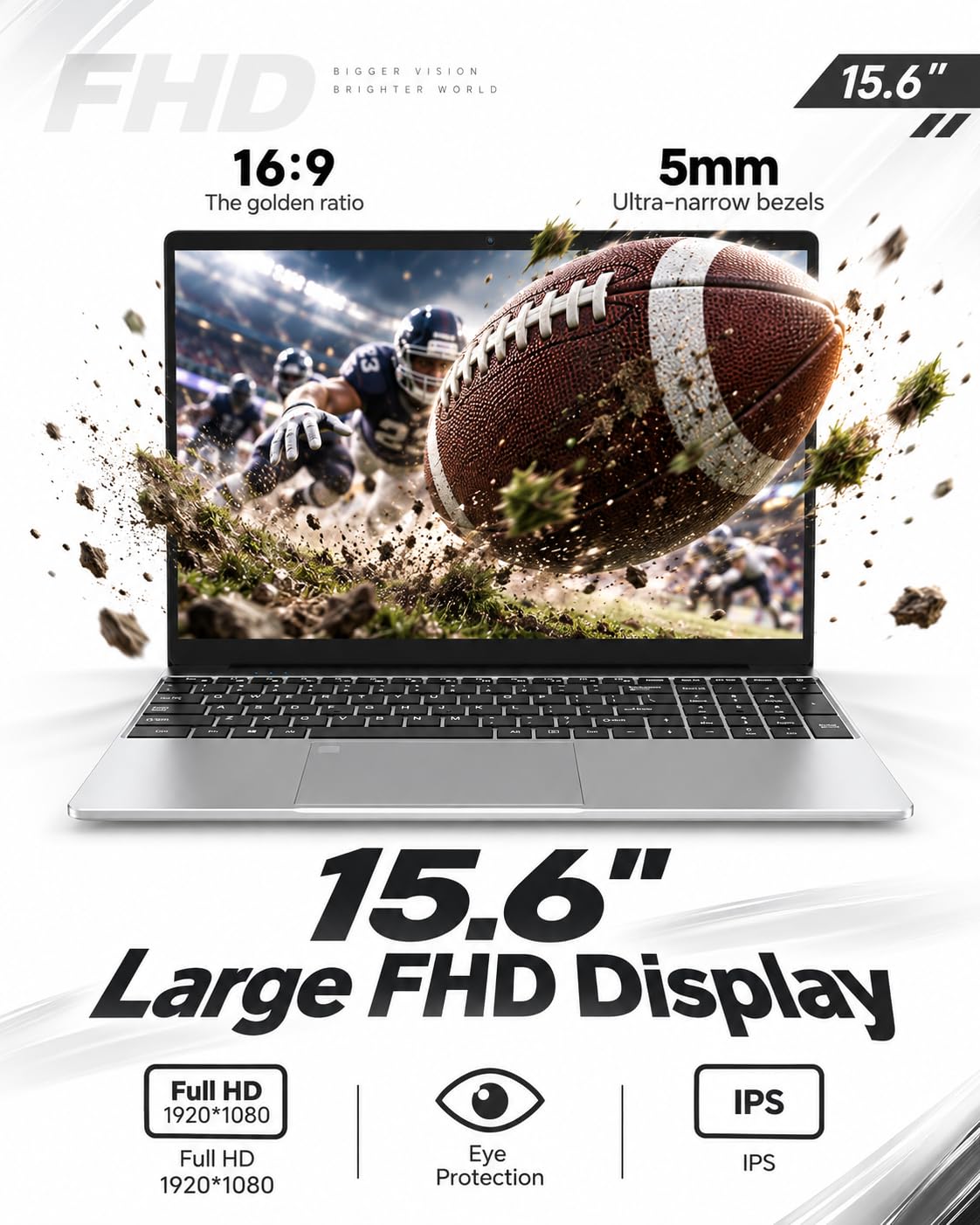 Computer portatile FHD da 15,6 pollici, Core i3-6100U, 8 GB 256 GB