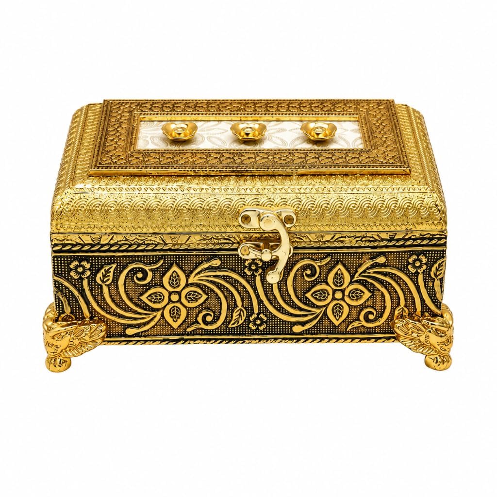 Luxury Antique Gold Mukhwas Box Lid Decorative Dry Fruit & Mouth Freshener Container Multipurpose Jewelry Organizer for Rings Earrings Z& Keepsakes, Elegant Festive Gift for Home Decor-image-25