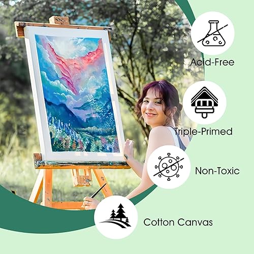 Miniatura 32 de ESRICH Lienzos de pintura de 11 x 14 pulgadas, paquete de 24 lienzos blancos en blanco para pintar, lienzos de pintura de algodón para óleo