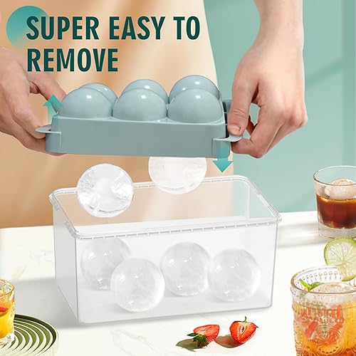 Miniatura 2 de WIBIMEN Bandeja grande para cubitos de hielo, molde de hielo de whisky de 1.9 pulgadas, paquete de 2 moldes para cubitos de hielo con cubo y pinzas,