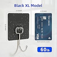Vista 2 de Adhesive Wall Hooks for Hanging - 60lb Heavy Duty Waterproof & Rustproof, Sticky Hooks for Walls No Damage, Kitchen/Bathroom/Rental
