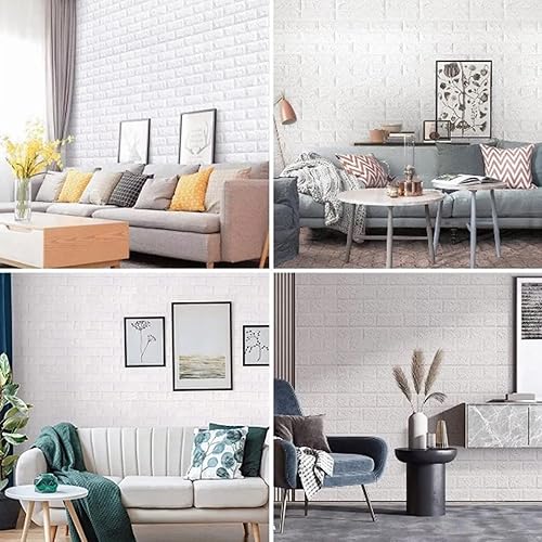 Miniatura 2 de 10 paneles de pared de ladrillo sintético, paneles de pared 3D, autoadhesivos, impermeables, cortables, azulejos de pared para despegar y pegar para