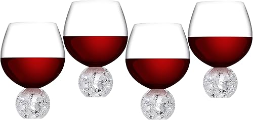 YLNNLC Copas de vino de 20 onzas, juego de 4 copas de vino tinto, copas de vino de cristal con base de bola. Regalo para cata de vino, aniversario,