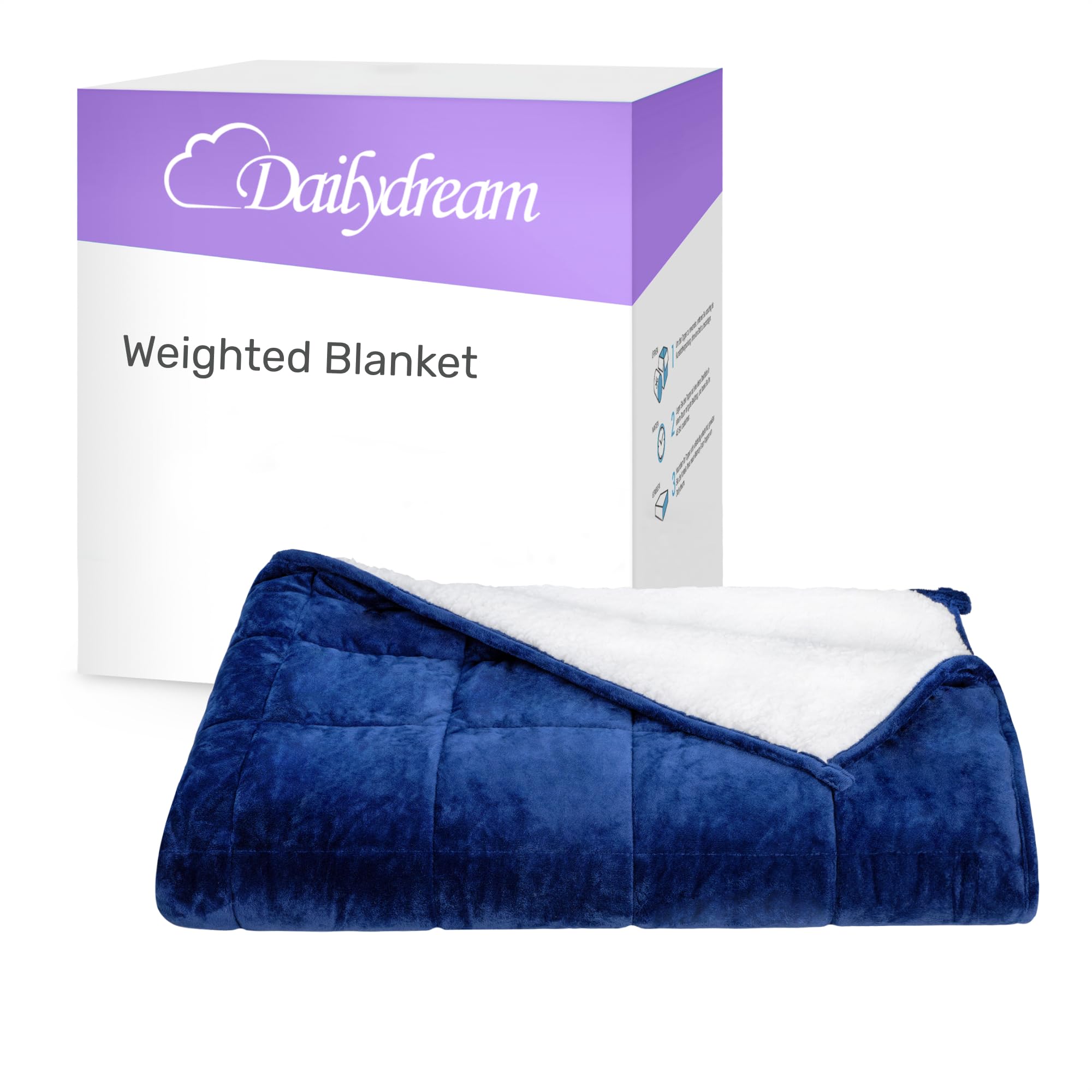Dailydream Therapy Weighted Blanket 135 x 200 cm 7 kg Blue Fluffy Fleece with Glass Bead Filling Heavy Blanket for Sleeping Weighted Blanket Therapy Blanket