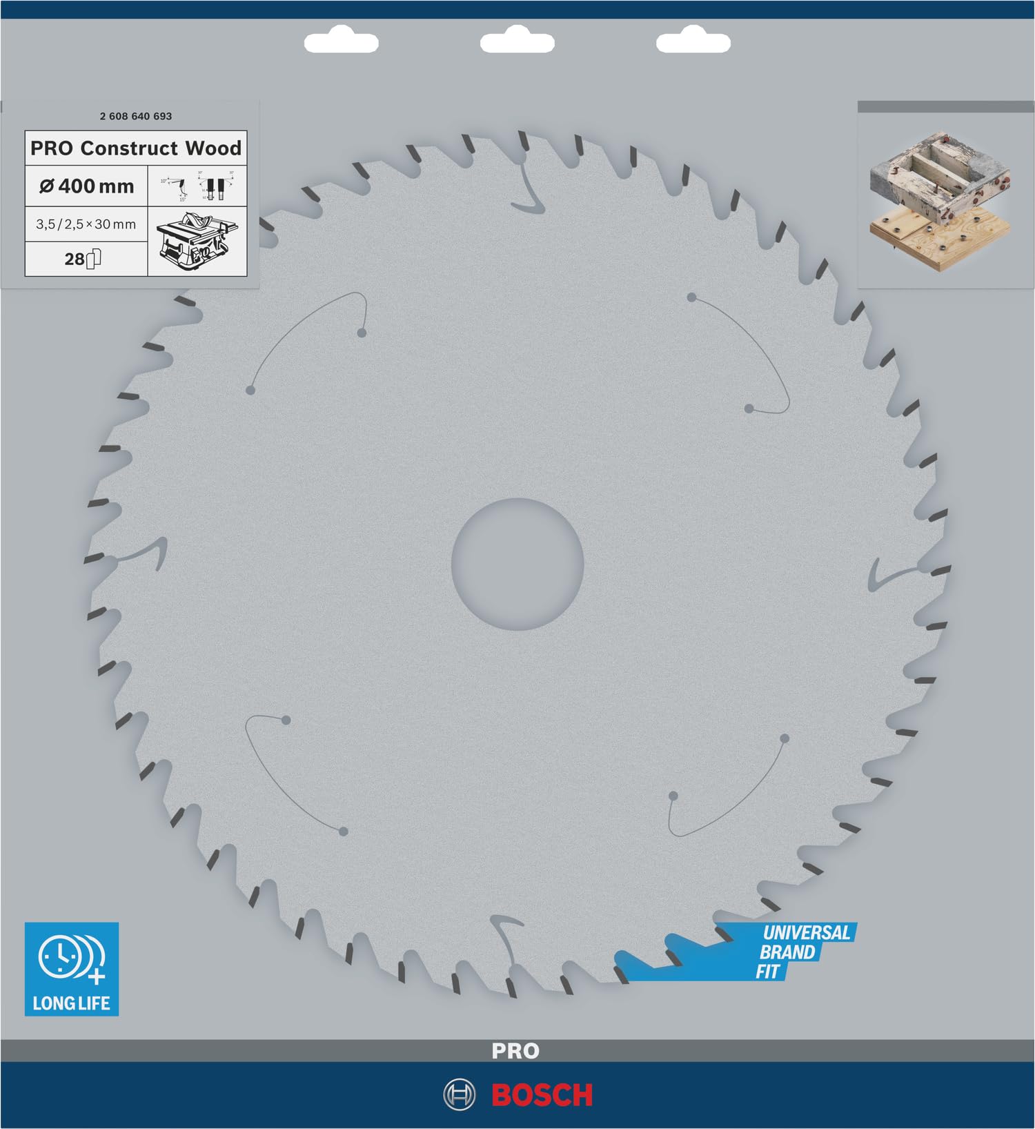 Bosch Accessories Bosch Professional 1x Kreissägeblatt Construct Wood (für Holz, Sägeblatt Ø 400 x 30 x 3,5 mm, 28 Zähne, Zubehör Kreissäge)