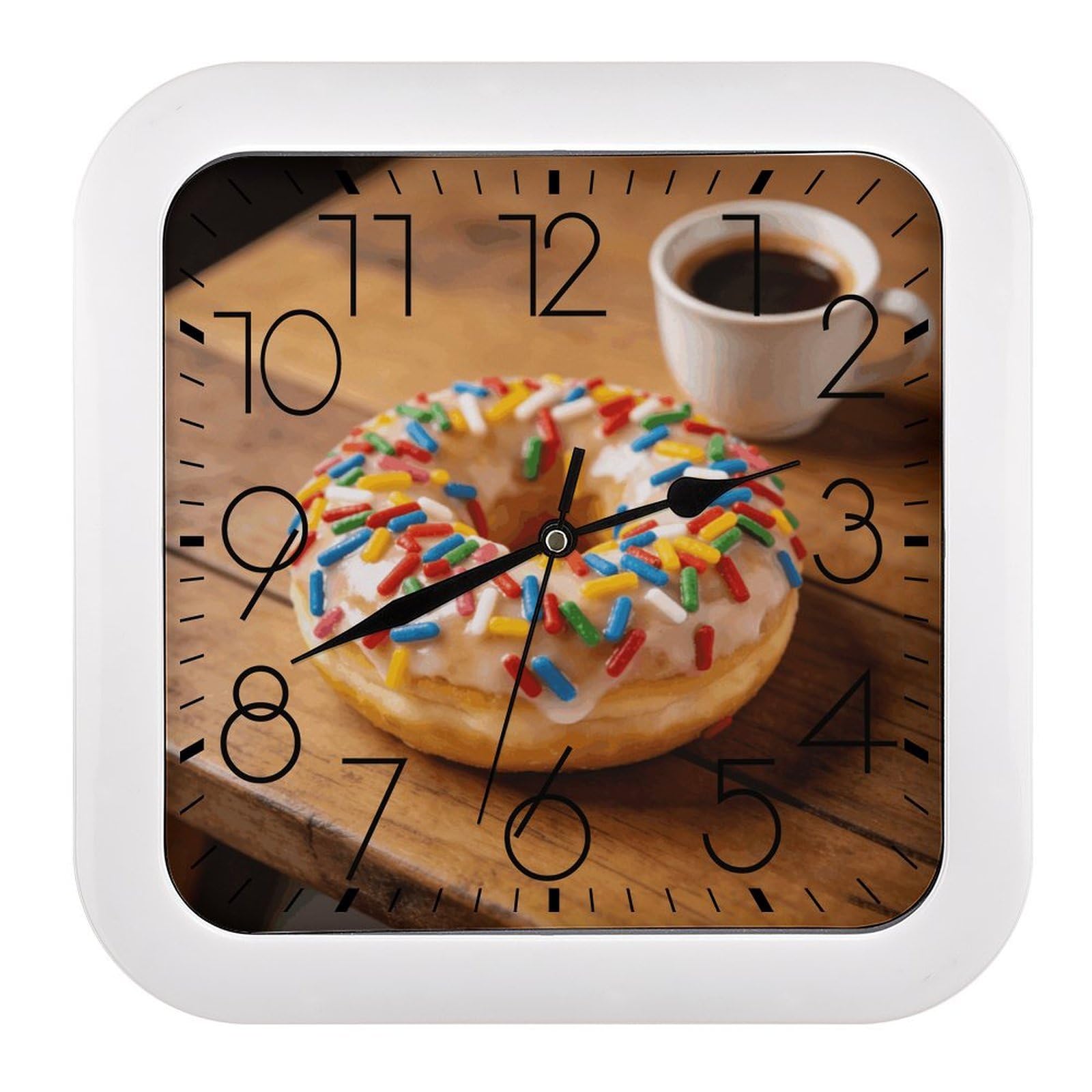 Fodpand Style Doughnut Wall Clock,Battery Operated Modern Retro Rounded Square Clock Clock For Bedroom Living Room Office Home Gym Porch Decor Indoor Outdoor 10.2 * 10.2In