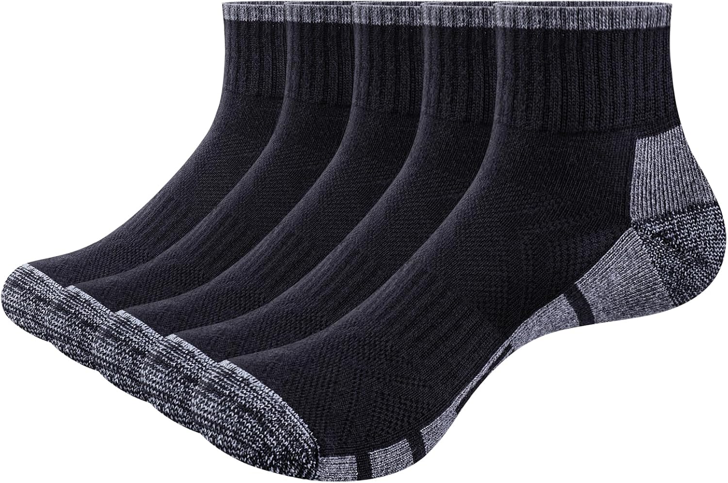 YUEDGE Men's Ankle Socks For Men Anti Blister Cushioned Gym Golf Athletic Running Socks Moisture Wicking Quarter Mens Socks