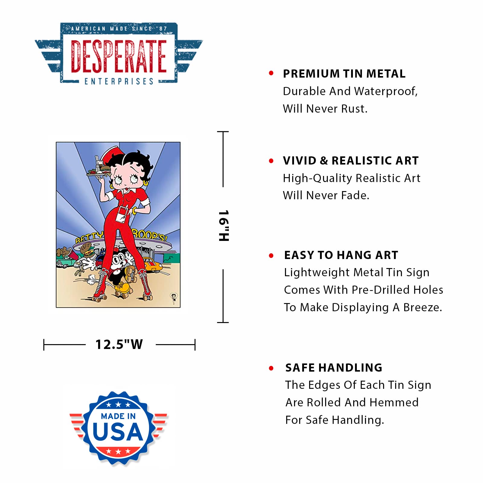 ベティ・ブープ ダイナーサイン Betty Boop Diner Retro Vintage Tin Sign : Amazon.co.uk: Home & Kitchen