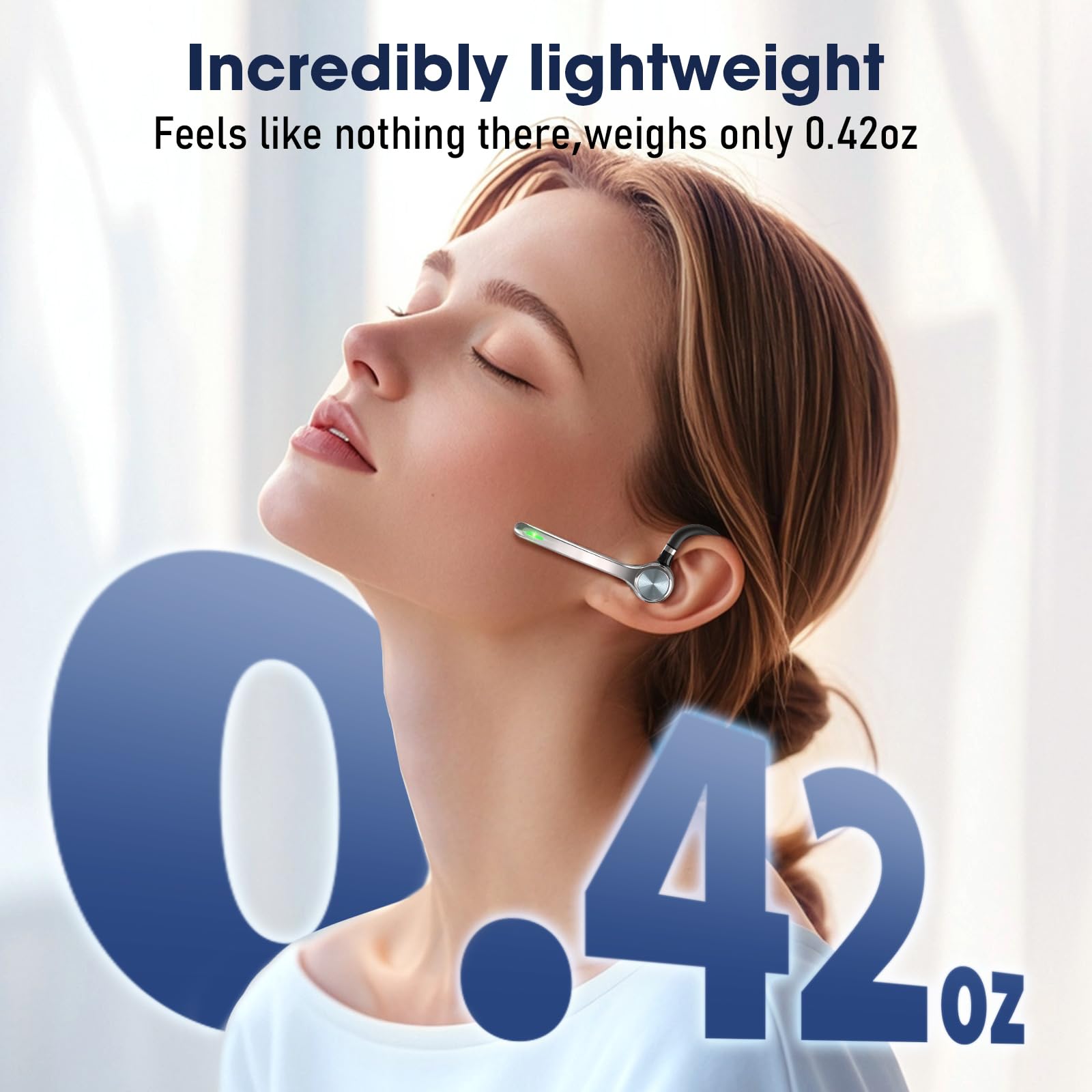 Ngsod Bluetooth Headset, Wireless Earpiece with Upgrade Noise Canceling Mic,500mAh Charging Case Support 72H Talking Time,Hand-Free Headphones with Mute Button for Computer Cell Phones Trucker Work — view 2