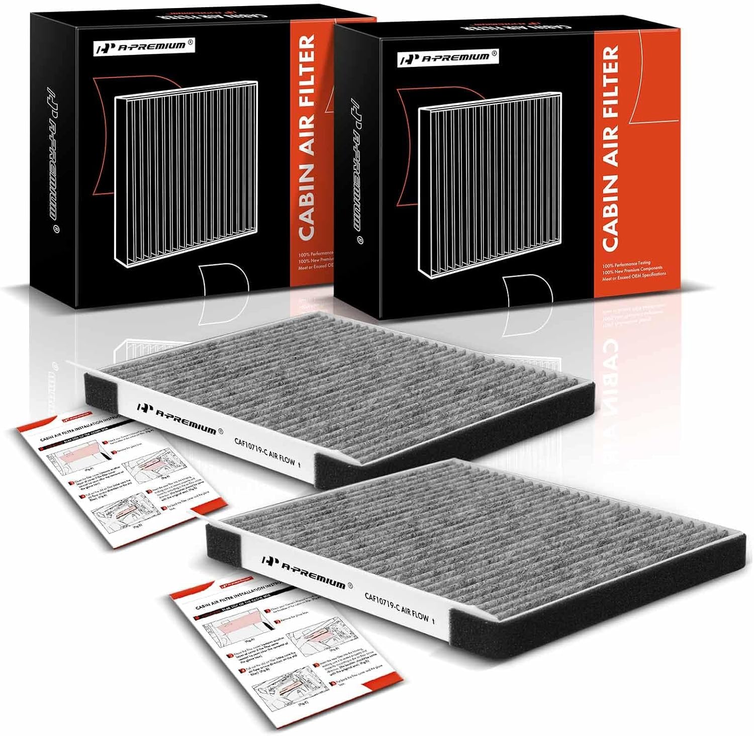 A-Premium 2-PC Cabin Air Filter with Activated Carbon Compatible with Hyundai Accent 2006 2007 2008, L4 1.6L, Replace# 971331E000