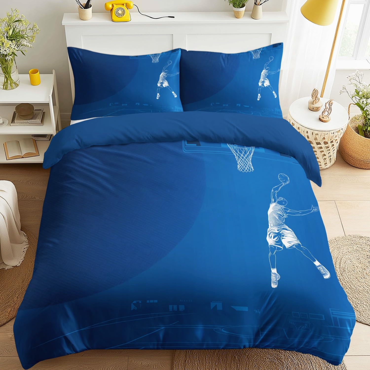 Housse de couette 220x200 basketball en microfibre respirante pour lit deux personnes
