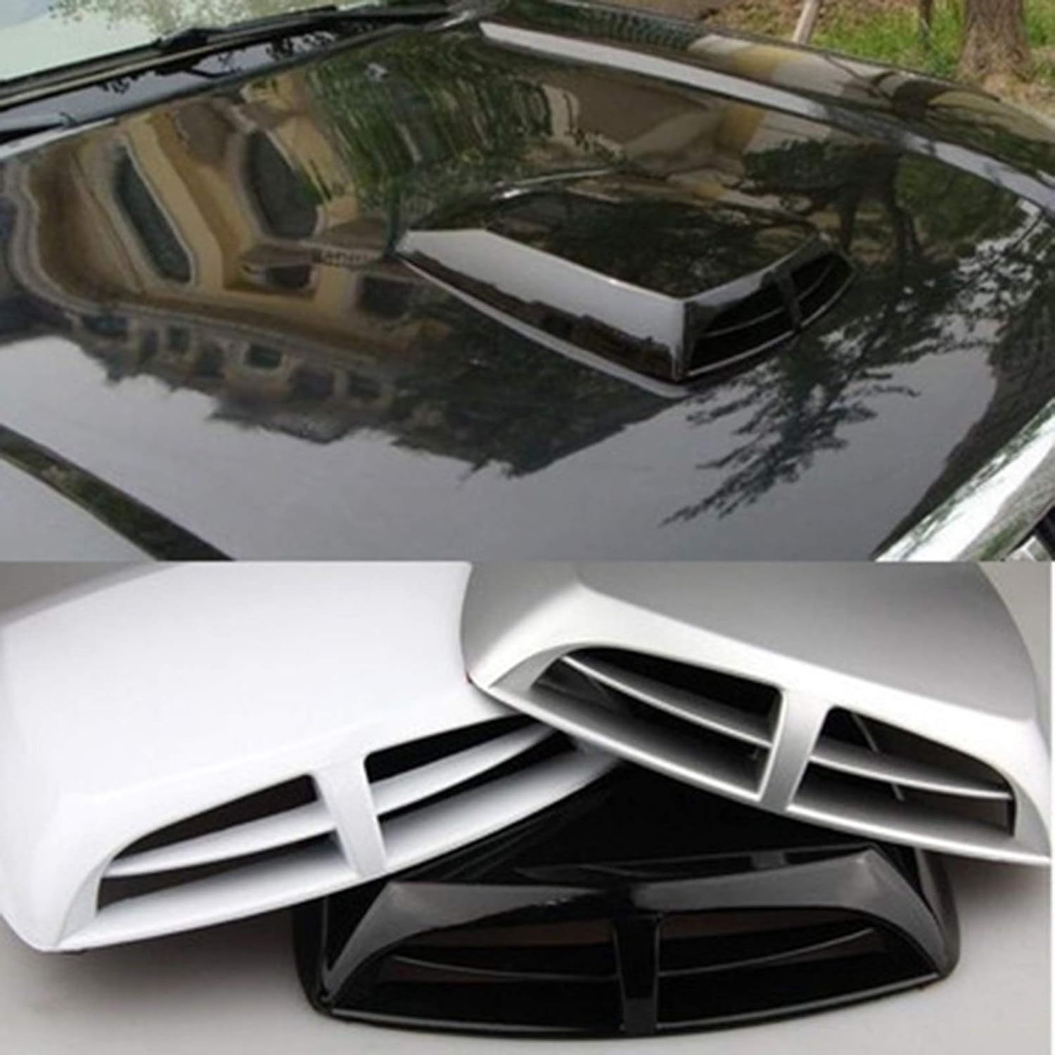 Hood Scoops Car Hood Vent, Car Air Outlet General Vent Hood Decoration with Double Tape DIY Style Decoration Air Intake Spoon, 34cmX24cm (Color : Gray)