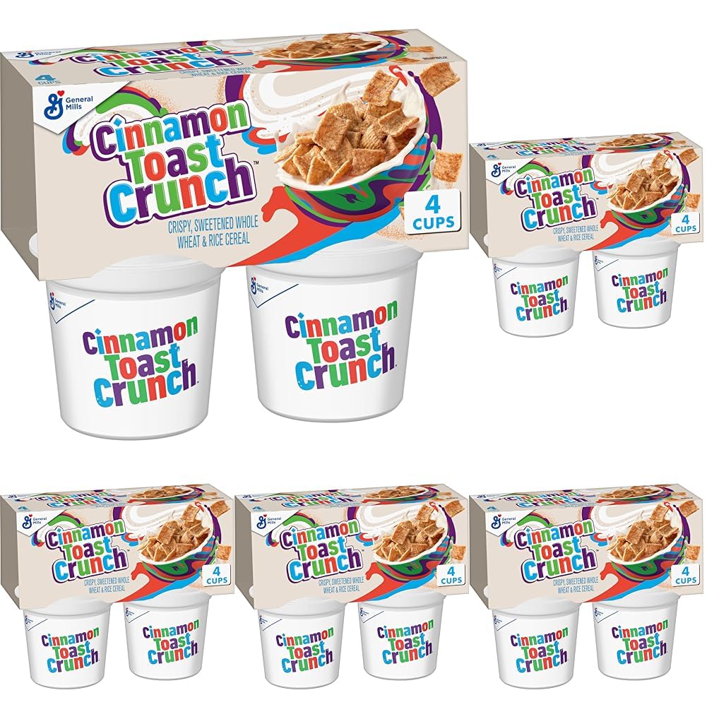Cinnamon Toast Crunch Breakfast Cereal, 20 Pack 8 OZ Cereal Cup