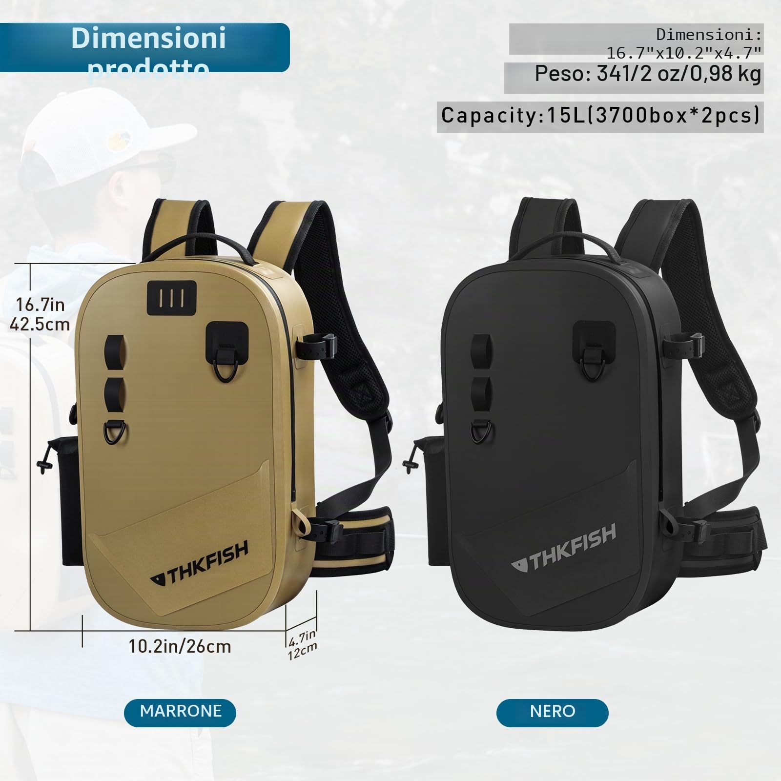THKFISH Zaino da pesca impermeabile IPX8 con supporto per canna, borsa leggera da pesca, per muoversi liberamente regali di pesce per gli uomini