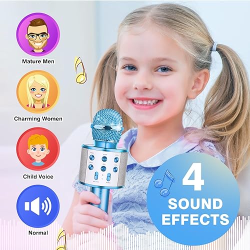 Miniatura 6 de Micrófono de karaoke inalámbrico para niños de 3 a 12 años micrófono para niños de 3, 4, 5, 6, 7, 8, 9, 10-12 años, regalos de cumpleaños, regalos