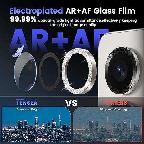 Miniatura 28 de Tensea Protector de lente de cámara compatible con Samsung Galaxy S25 Ultra, protector de pantalla de vidrio templado 9H, anillo individual