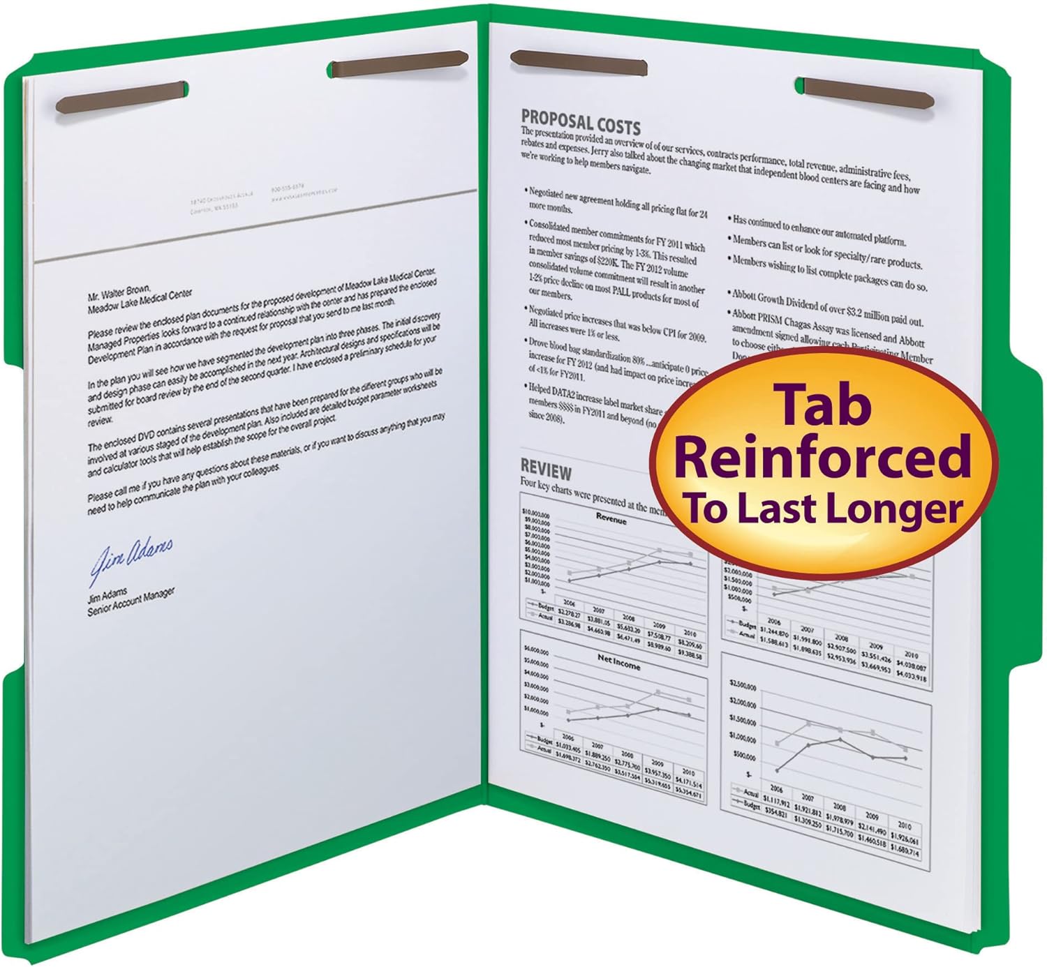 Smead Fastener File Folder, 2 Fasteners, Reinforced 1/3-Cut Tab, Letter Size, Green, 50 per Box (12140) : Colored File Folders : Office Products