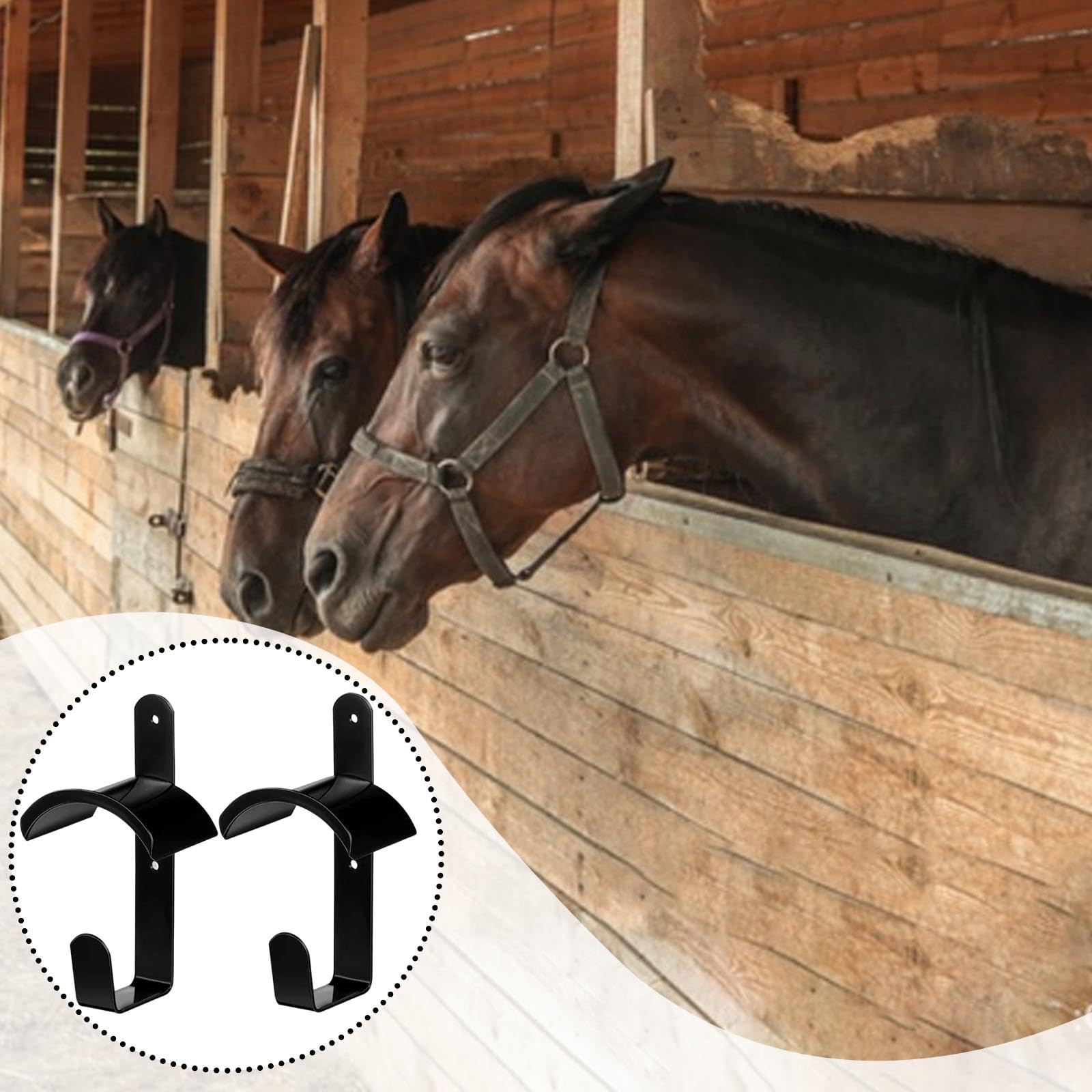 F Fityle 2 Piezas de colgadores de Bridas para Caballos, Ganchos para sillas de Montar, Organizador de arreos para Montaje en Pared, Ganchos para Bridas de