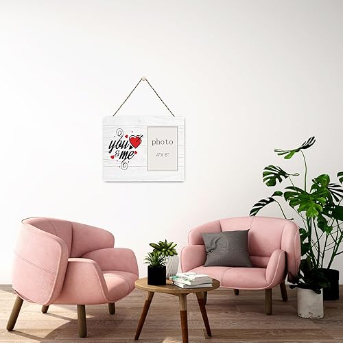 Miniatura 7 de Marco de fotos para parejas, marco de fotos de madera con texto en inglés You And Me, regalo de compromiso, regalos de boda para ella y él, regalos