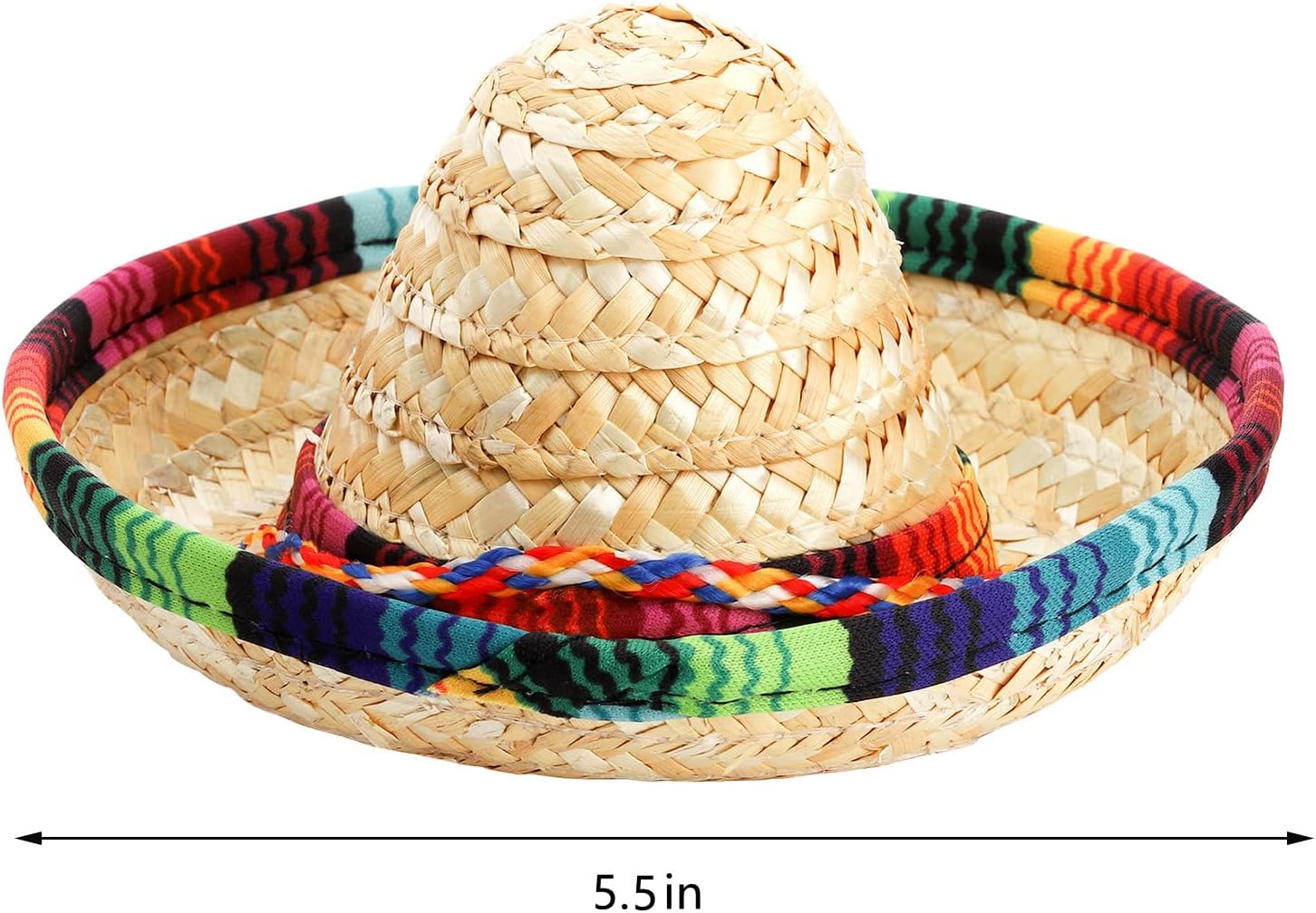 Frcctre 12 Pack Mini Mexican Hat Natural Straw Sombrero Party Hats, 5.5 Inch Carnival Mexican Birthday Cinco de Mayo Costume Hats Party Dolls Pets Decoration