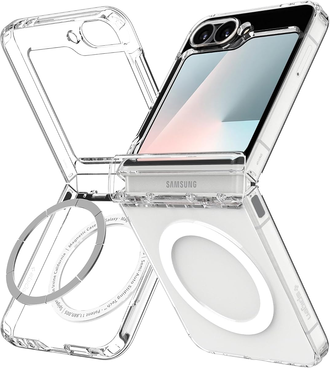 Funda Ultra Hybrid Pro MagFit para Galaxy Z Flip 7 FE y Z Flip 6 [no compatible con Flip 7] [antiamarillamiento] - Blanco transparente