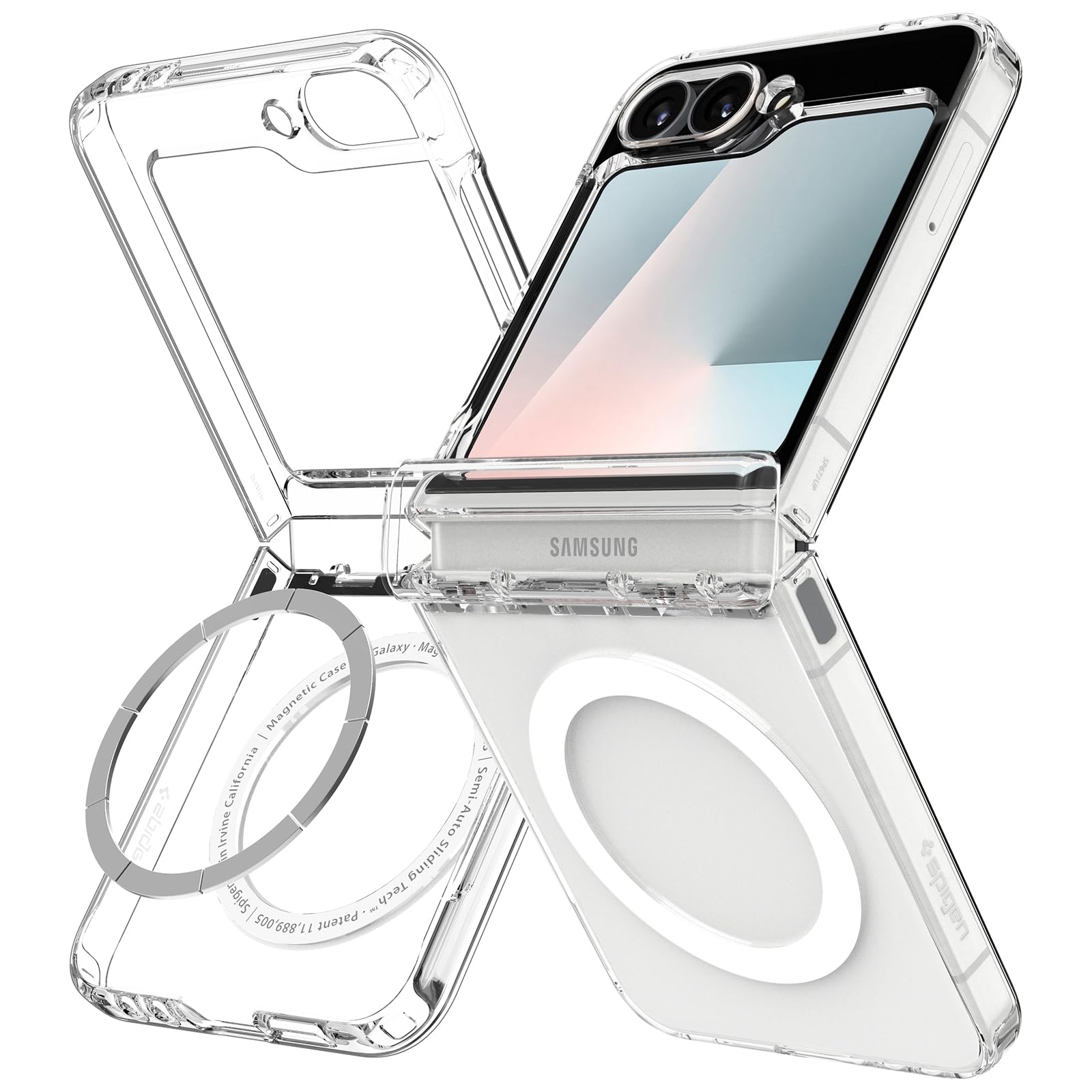 Spigen Spigen Galaxy Z Flip 7 FE/Z Flip 6 ile Uyumlu ince Kılıf Ultra Hybrid Pro Sararma Karşıtı DuraClear™ Hava Kanalı Teknolojisi™ Askeri Sınıf Koruma Clear White Şeffaf Kapak - ACS09806