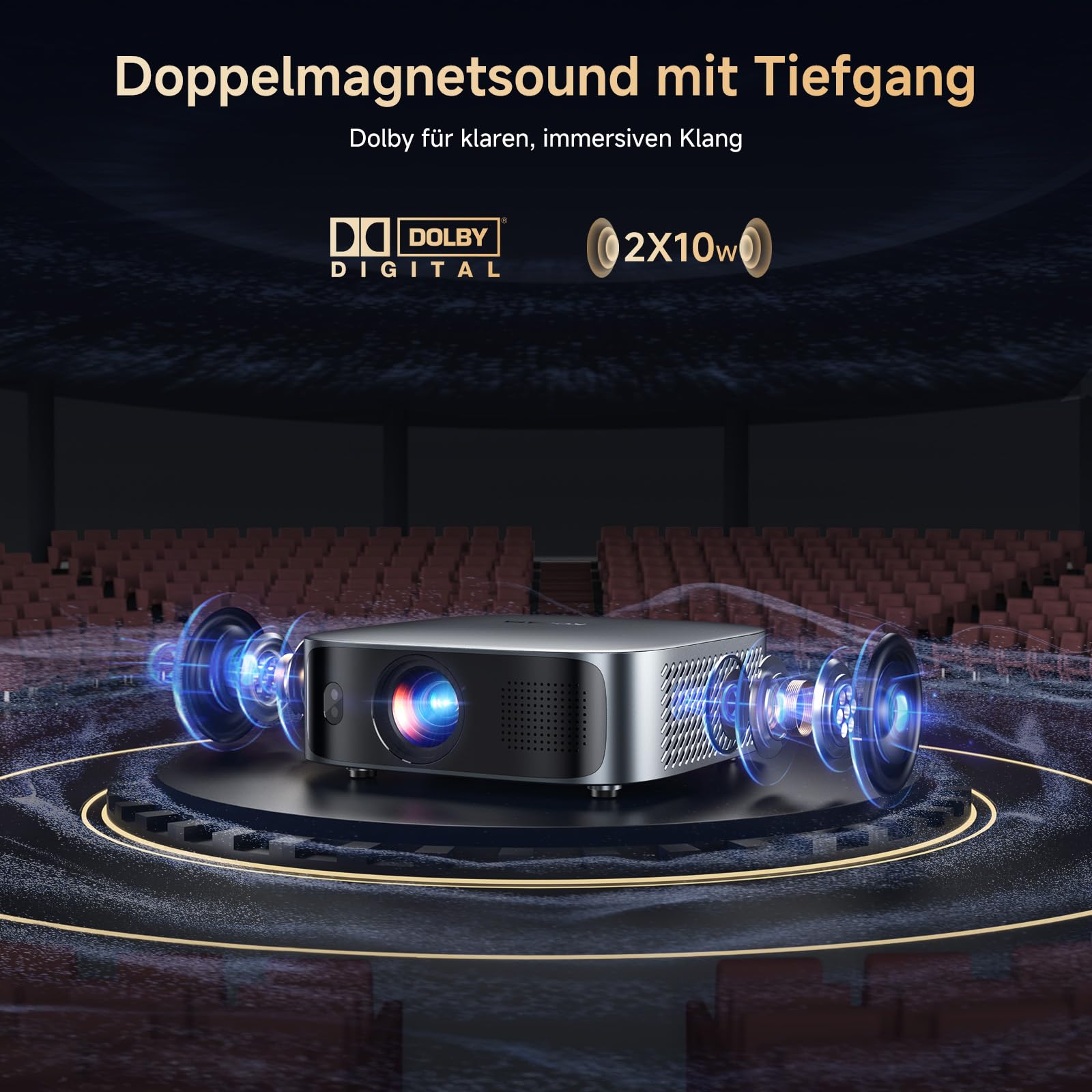 KOGATA Kurzdistanz Projektor 4K Native 1080P Autofokus 6D Trapezkorrektur WiFi Bluetooth Heimkino Beamer