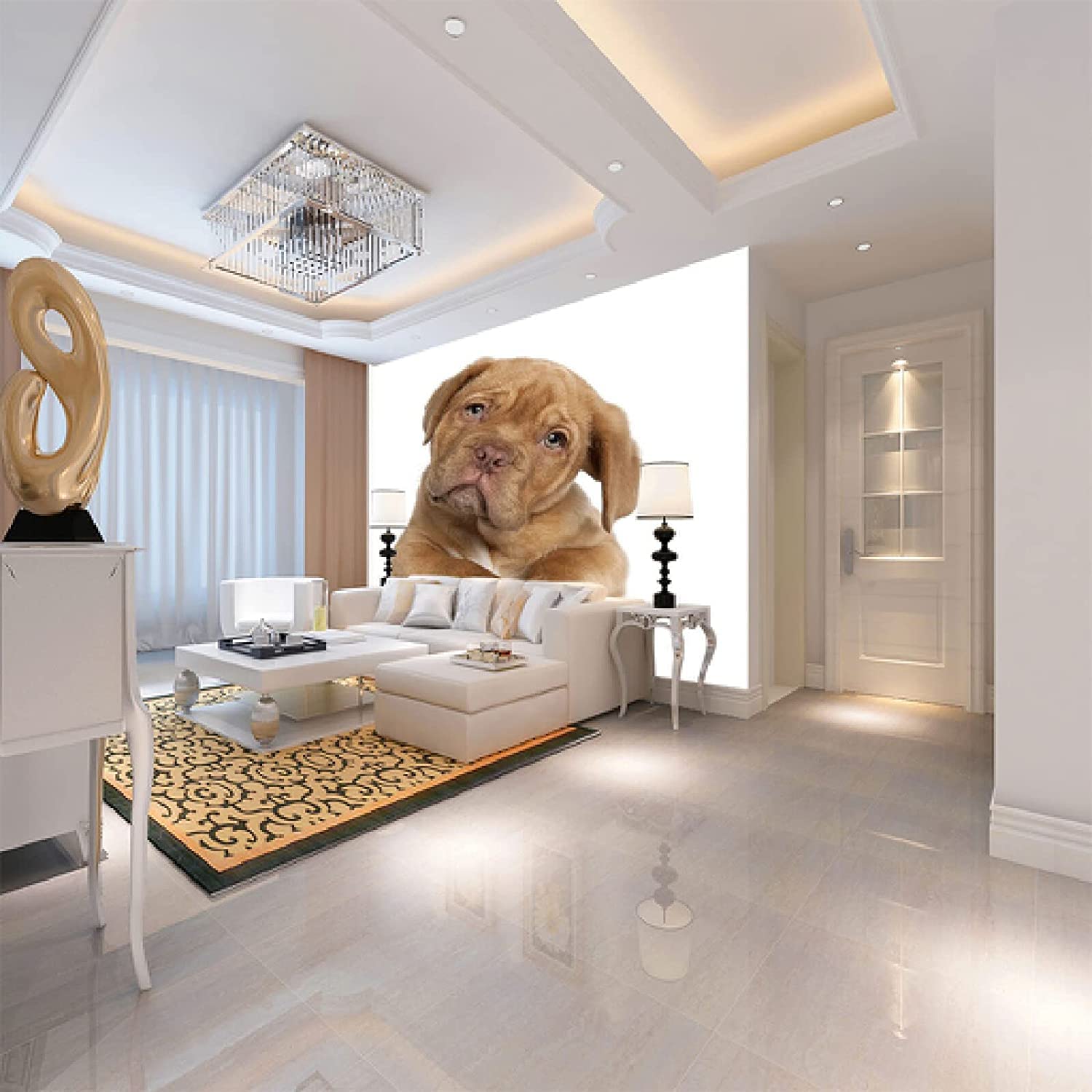 Fototapete Selbstklebende Wandbild 3D Tierischer Hund Kinderzimmer Bar Büro Wohnzimmer Restaurant Bekleidungsgeschäft Korridor Hotel Wanddekoration Wandkunst Wandposter 350 (Breite) x 256 (Höhe) cm
