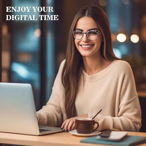 Miniatura 5 de COJWIS Gafas de lectura con bloqueo de luz azul, paquete de 5 unidades, bisagra de resorte, para hombres y mujeres, anteojos con filtro