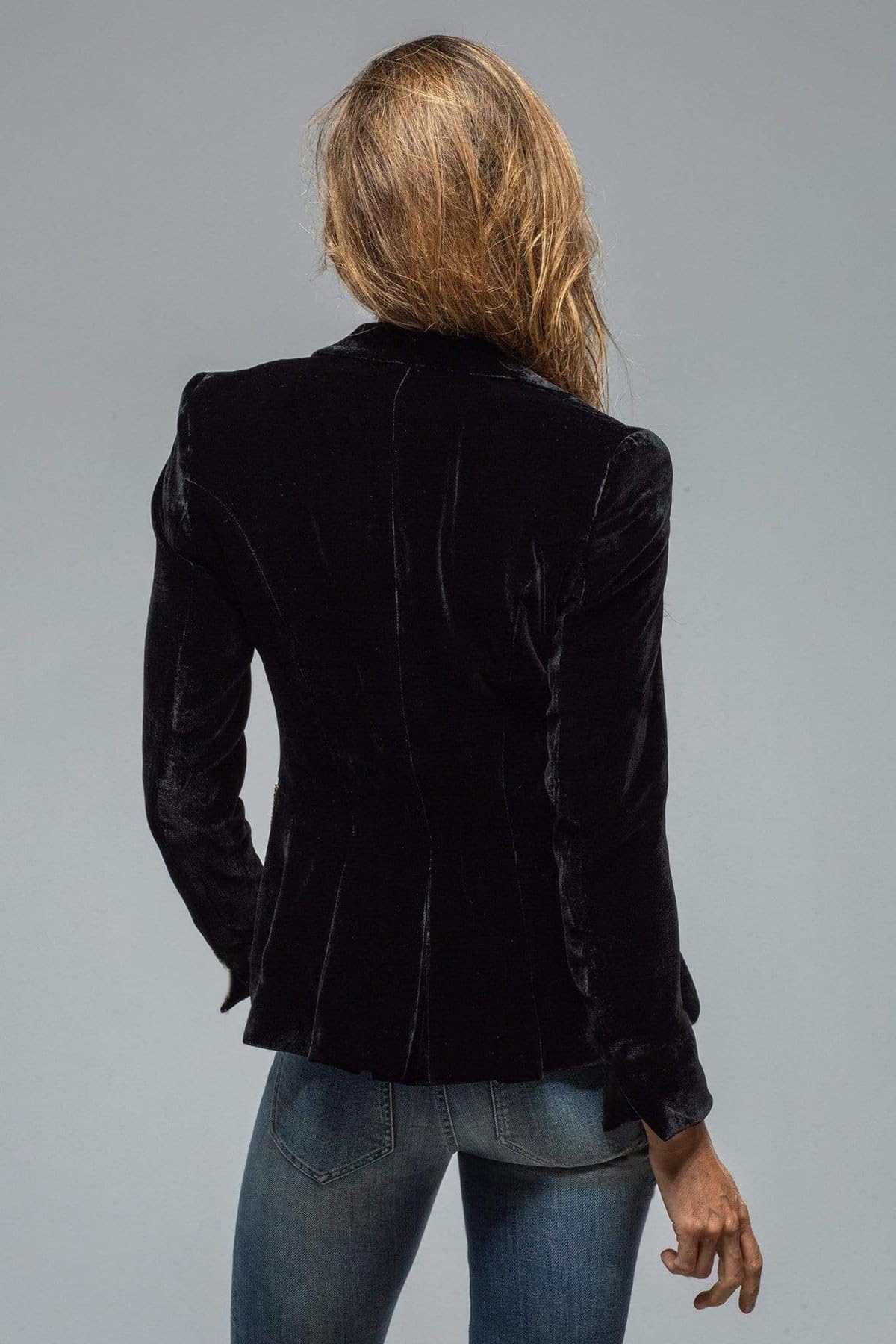 Blazer pour Femme - Veste Blazer Vintage en Velours pour Femme Couleur Unie Revers Crantés Simple Boutonnage Élégant Ourlet Plissé Manteau Habillé Coupe Cintrée pour Le Travail Ou Le Bureau