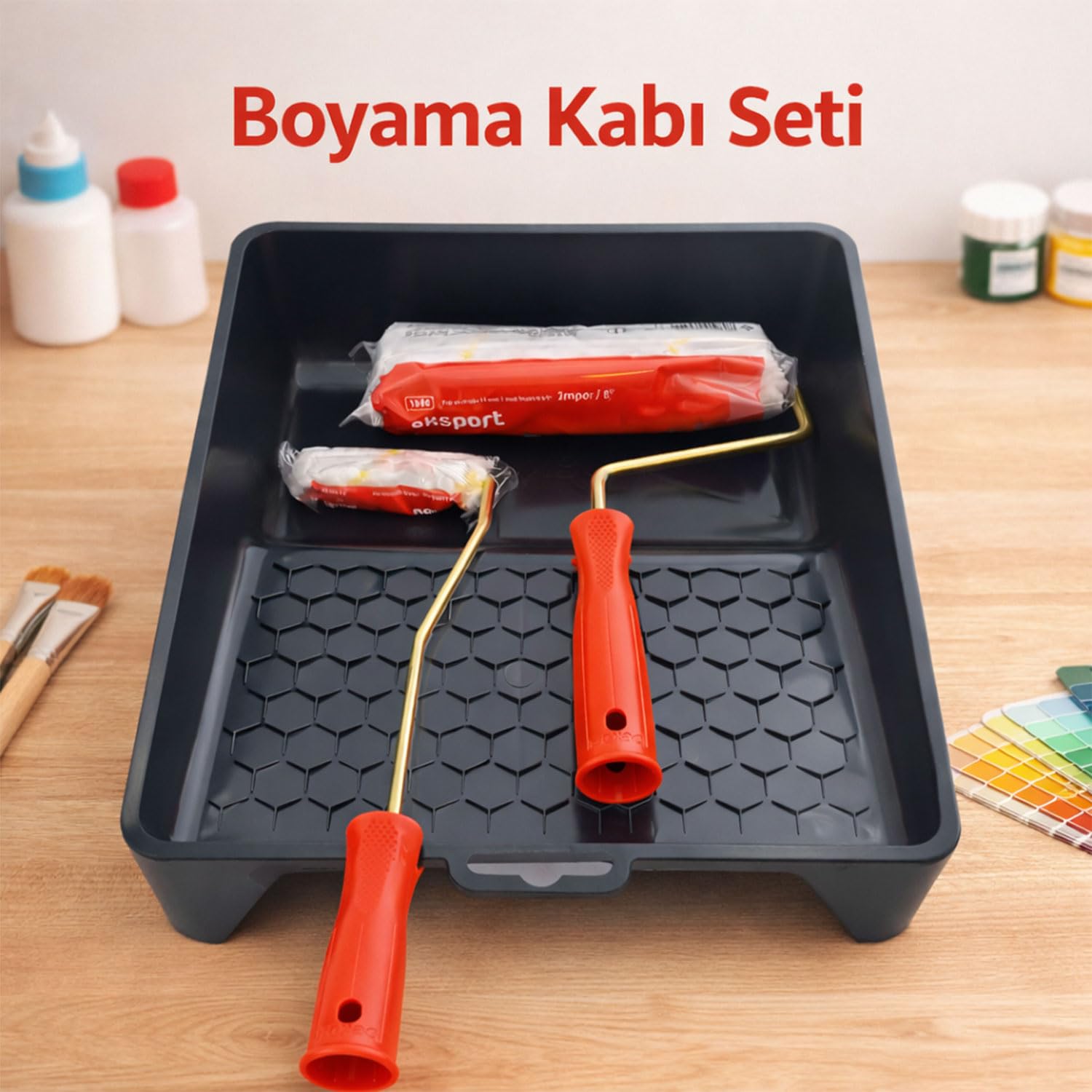 Premium Boyacı Seti Boyama Kabı ve Rulosu Profesyonel Duvar Boyama Seti Dayanıklı Kullanım