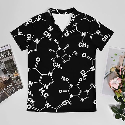 Miniatura 3 de Caffeine Molecule Gamer Nerd Geek Science Youth Polo Shirt Short Sleeve Uniform Shirt Sport Golf T-Shirt Tops