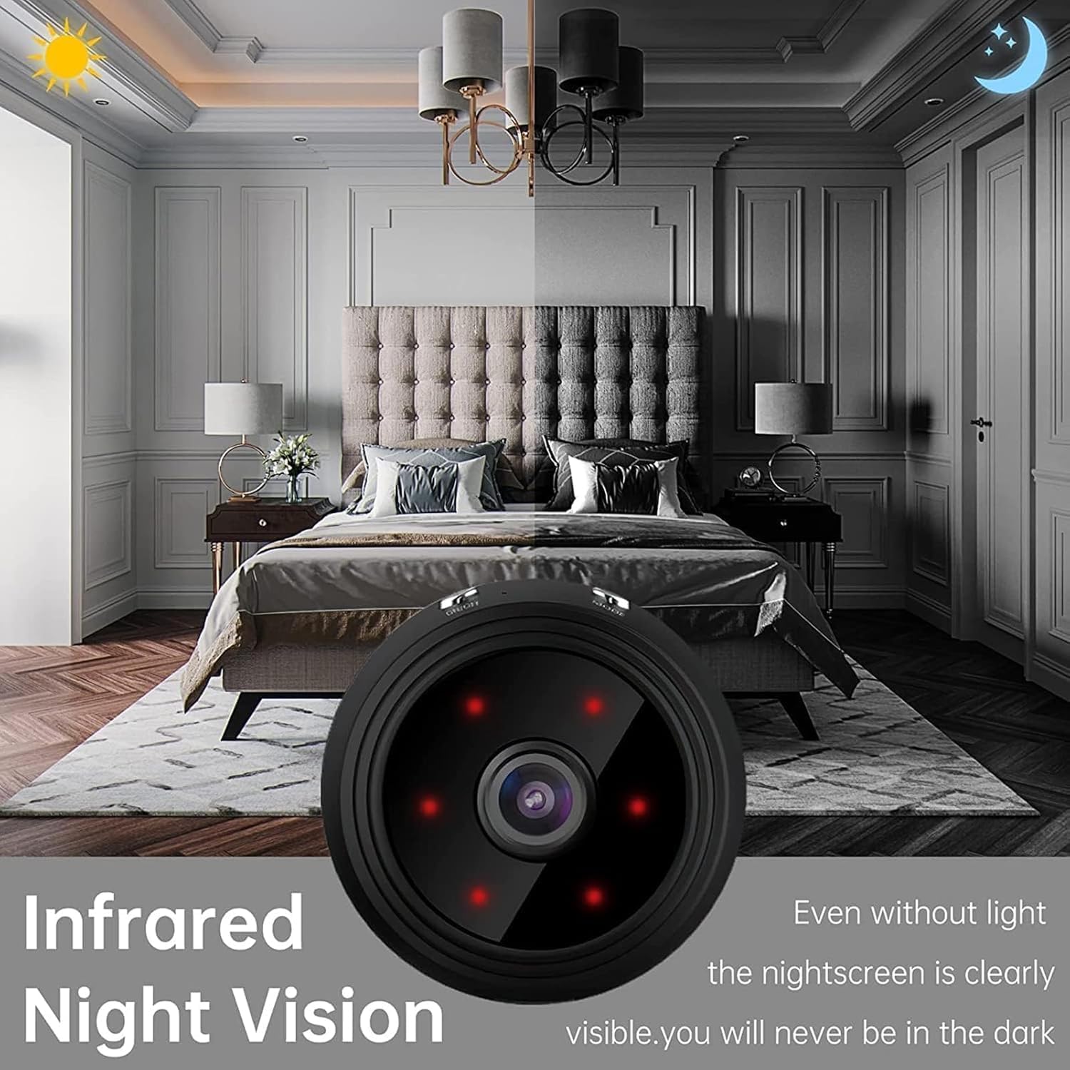 Kamera bezpieczeństwa Wi-Fi, zewnętrzna bezprzewodowa mini kamera 1080p do domu, chroń swój dom i rodzinę dzięki tajnej lunecie
