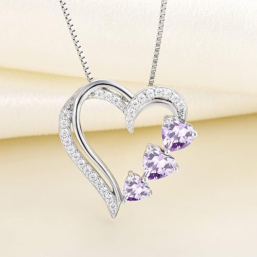 Miniatura 4 de YL Collar de corazón de plata de ley 925 con colgante de corazón y corazón para mujer