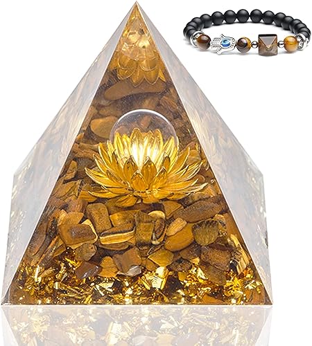 Miniatura 13 de Pirámide de orgón, pirámide de cristal de orgonita de obsidiana metafísica con flor de vida, generador de energía positiva de cristal curativo