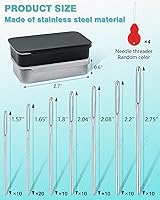 Vista 2 de FIVEIZERO 80 agujas romas de ojo grande, 8 tamaños de agujas de tejer de hilo de acero inoxidable, agujas de coser, agujas de tejer