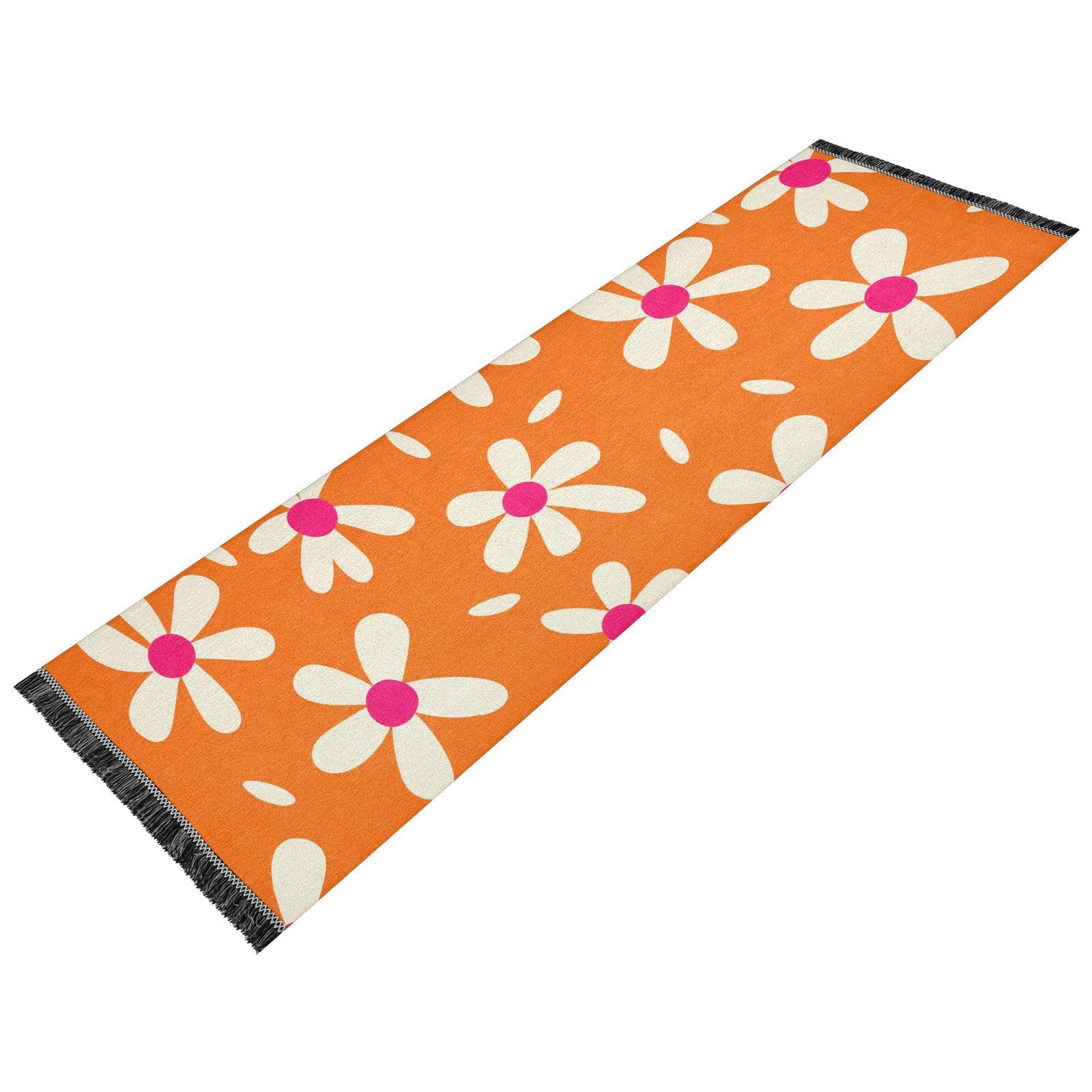 Petal Shapes Orange Runner Rug for Hallways Kitchen Rugs Washable Rug for Bathroom Laundry Entryway Indoor 72 * 23.5 in