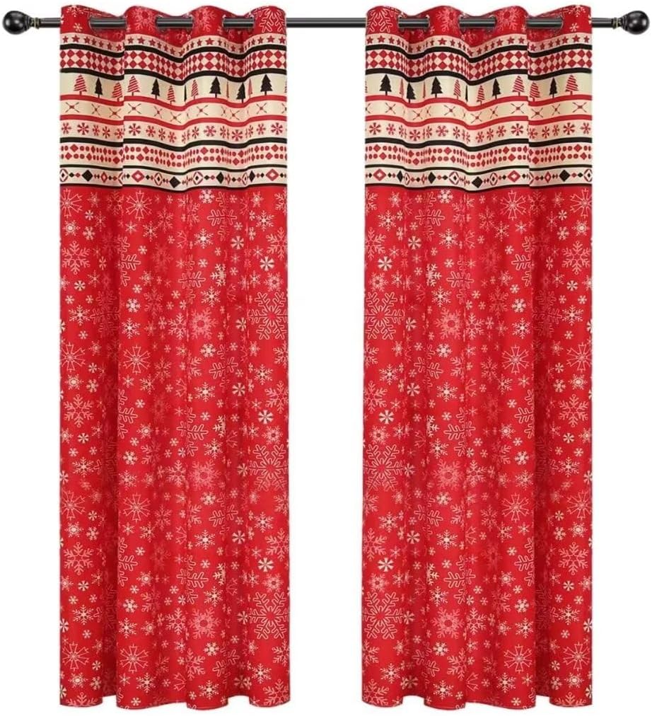 SARAFLORA 2 Panels Christmas Curtains for Living Room Christmas Trees Pattern